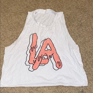 LA graphic cropped tank top
